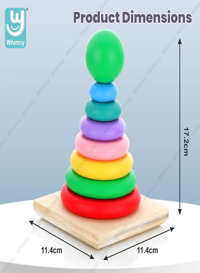 ويمسي لعبة حلقات خشبية مرحة للأطفال، لعبة فرز وتكديس حلقات بألوان قوس قزح للأطفال فوق 12 شهرًا - Image 2